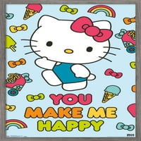 Здравейте Кити-Щастлив Плакат За Стена, 22.375 34