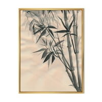 Дизайнарт 'винтидж черно-бял бамбук и' традиционна рамка платно стена арт принт