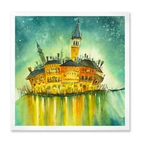 Дизайнарт 'портрет на идиличния Остров Венеция през нощта' модерна рамка Арт Принт