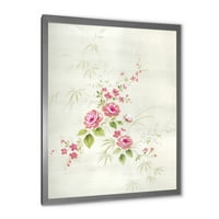 Дизайнарт 'абстрактна ретро рисунка на цветя Ии' винтидж рамка Арт Принт