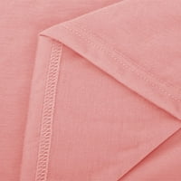 Тениски за жени розови сделки Разчистване Жени Модни свободно време Твърдо пагода ръкав с къс ръкав с v-образни блузи Подарък