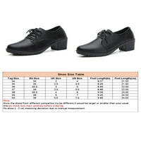 Woodlow Women Fau кожени обувки Плюшени облицовани работни обувки дантела Блок Хелис Офис мокасини против приплъзване на ежедневни коефициенти комфорт Леко черно 7.5