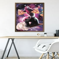 Джеймс Букър - Космическа ленива с пица за езда сладолед панда стена плакат, 22.375 34 рамка