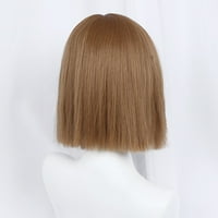 Уникални сделки човешки перуки за коса за жени дама 14 перука кафяв боб с перука капачка