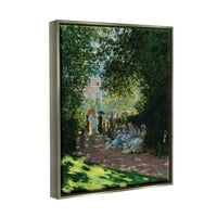 Ступел индустрии парижани в парк класически стил живопис блясък сива рамка плаващо платно стена изкуство, 24х30