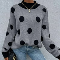Хута пуловери за жени модни жени женски лък яка солидни бутони ръкав плетен ежедневен пуловер топъл връх