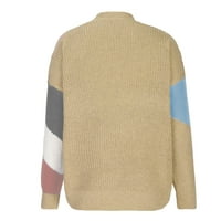 Бутон за пуловер с женски кардиган с дълъг ръкав Елегантен джъмпер за жени бежов размер xxl