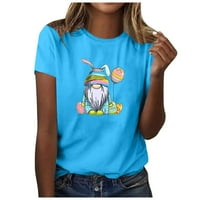 Дамски сладък графичен гном великденски тениски с къс ръкав екипаж блуза мека удобни тийнейджъри ризи Продажба Просвещение Мода