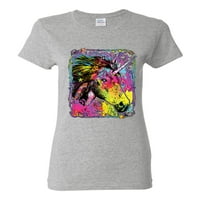 Цветна дъга еднорог любител на животни Женски графична тениска, Хедър сива, малка