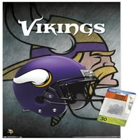 Минесота Викингс-шлем стена плакат с пуш щифтове, 14.725 22.375