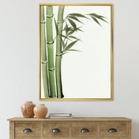 Дизайнарт' детайл от тъмнозелен бамбук и листа Ив ' традиционна рамка платно за стена арт принт