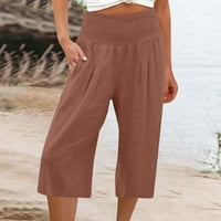 Дамски панталони за лято памук плътни цветове еластична талия небрежни суитчъри панталони за жени