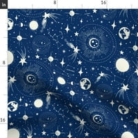 Памучна сатена покривка, 70 120 - Слънчева система Сини звезди Космическа луна Винтидж Небесни съзвездия Галактически планети Приключен печат Персонализирана маса С