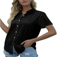 Luxplum дамски блуза бутон надолу върхове за ревера ризи елегантна туника риза офис тий черно 2xl