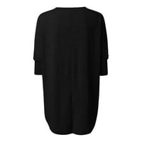 Дамски върхове блуза небрежен дълъг ръкав твърди жени ризи лодка мода модна черна s