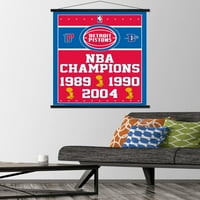 Детройт Пистънс-плакат за стена на шампионите с магнитна рамка, 22.375 34