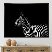 Дизайнарт 'страничен изглед на зебра в бяло и черно' къща в рамка платно за стена арт принт
