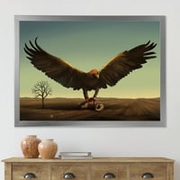 Дизайнарт 'отворени крила рок птица в дивата природа' Ферма рамка Арт Принт