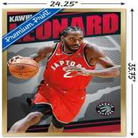 Трендс Интернешънъл НБА Торонто Раптърс-Кауи Ленард плакат на стената 24.25 35.75.75 Златна Рамкирана Версия