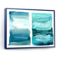 Дизайнарт 'абстрактно синьо океан водна импресия' модерна рамка платно стена арт принт