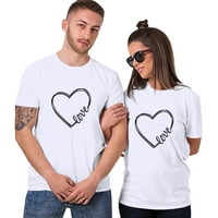 Pxiakgy блуза щампа за двойки ръкави ризи t Любовни ризи на валентинки върхове кратък ден съвпадащи подаръци за двойки Мъжки мъжки