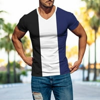 Ризи за мъже модни мъжки ежедневни тънки годни тениски тениски памук, смесен мек лек V Neck Crew