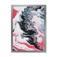 Дизайнарт 'абстрактна мраморна композиция в сиво и розово и' модерна рамка Арт Принт