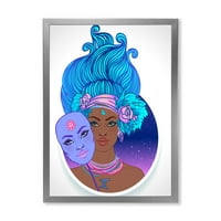 Портрет на афроамериканско момиче със синя коса