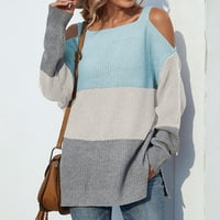Voncos пуловери за жени модерен квадрат-деколте с дълъг ръкав топъл есен и зимен темперамент цвят съвпадение на модни ежедневни