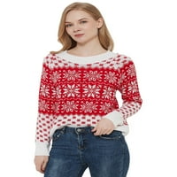Коледни пуловер за жени с дълги ръкав елени снежинки модели пуловерни върхове