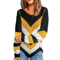 Entyinea жени пуловер извънгабаритен пуловер пуловер моден оребрен плетен пуловер пуловер пуловер жълт l