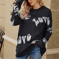 Дамски върхове с дълъг ръкав клирънс Женски кръгъл модел на сърцето сплайсинг отдих пуловер пуловер пуловер с дълъг ръкав върхове