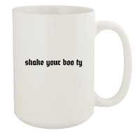 Разклатете вашия Boo Ty - 15oz керамична чаша за чаша за бяло кафе, бяла