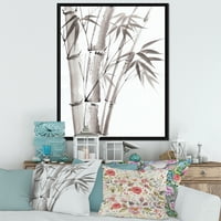 Палмов бамбук детайл върху бяла рамка живопис платно Арт Принт