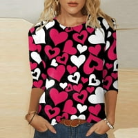 Големи тениски за жени обичат сърцето отпечатани о-деколтета дълъг ръкав Валентин ден празнични графични върхове тренировки Dailywear