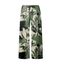 Тобчонп панталони за жени винтидж флорални отпечатани жени панталони в пълнометражно улично облекло с високо съдържание на талии