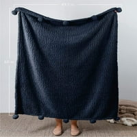 Craft & Kin Premium Pom Pom Throw Fleece одеяло - черно, машинно миещо се