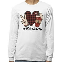 Мир любов лате риза с дълъг ръкав униаз x-голямо бяло