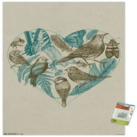 Рейчъл Колдуел - Плакат за стена с диво сърце с бутални щифтове, 22.375 34