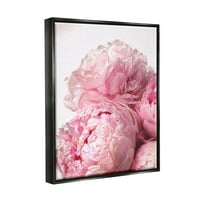 Ступел индустрии руж розови божури цветя цъфтят над бял джет черно рамка плаващо платно стена изкуство, 24х30