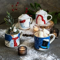 Над и обратно снежен човек и Дядо Коледа стифиране порцеланова чаша комплект от 4