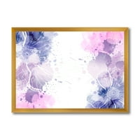 Дизайнарт розово и лилаво абстрактно с цветни пръски и модерен арт принт в рамка