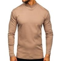 Мъжки производителност с дълъг ръкав риза влага тениска с високо дъно от дъното с твърди цветове сгъстени върхове