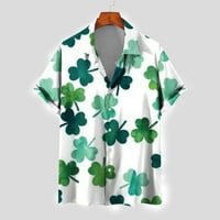 Мъжки копчета за ризи, полка точка мода лято бутон нагоре с късо ръкав голф екипаж на врата плажна тениска с джобни бащи Ден подарък Разчистване Уайт XXXL