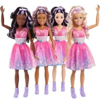 Барби най-добър моден приятел звезда мощност кукла, кестенява коса, детски играчки за възрасти, подаръци и подаръци