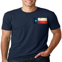Мъжки гърди Тексас флаг тъмносиня тениска със среден крем