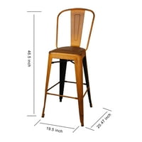 Дизайн група висок гръб бар столове комплект от 6-14.5 х Веган кожена седалка, затруднен портокал
