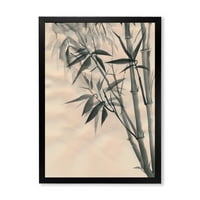 Дизайнарт 'винтидж черно-бял бамбук и' традиционна рамка Арт Принт