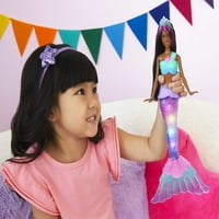 Barbie Dreamtopia Mermaid Doll с Twinkle Light-Up опашка и лилава струя коса