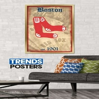 Бостън Ред Со-Ретро Лого Плакат За Стена, 22.375 34